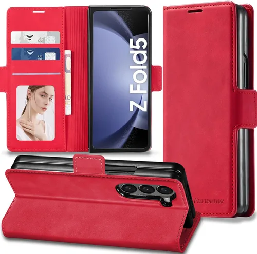 Vista 12 de Funda de piel con tapa para Samsung Galaxy Z Flip 3, con protección de bisagra, delgada y magnética tipo cartera [1 tarjetero], funda protectora a