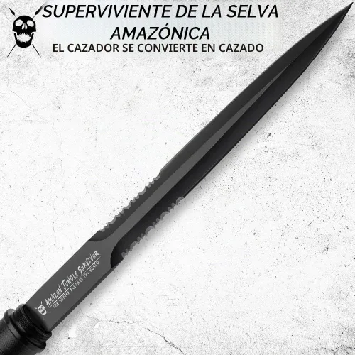 Vista 9 de Lanza de supervivencia de Amazon Jungle Survivor Hoja de acero inoxidable 2Cr13 con acabado no reflectante Mango de acero texturizado Estuche