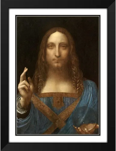Vista 2 de Da Vinci, Leonardo 15x18 Black Modern Framed and Double Matted Museum Art Print Titled Salvator Mundi