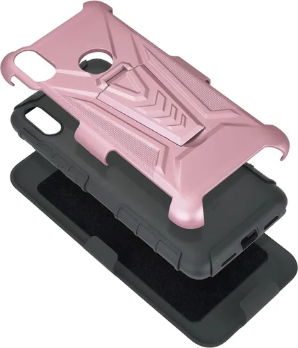Vista 5 de Funda diseñada para Jitterbug Smart 3 (2021) con vidrio templado, clip giratorio para cinturón, soporte para soporte de armadura resistente a prueba