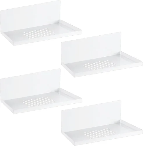 Vista 8 de Therwen Paquete de 4 estantes magnéticos para tablero de clavijas, organizador de pared, estante de metal con bandeja de acero, accesorios
