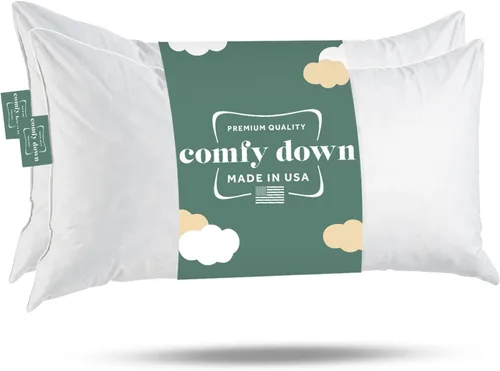 Vista 9 de ComfyDown Cojín de 12 x 12 pulgadas, relleno de plumas y plumas, funda 100% algodón, fabricada en Estados Unidos, funda de almohada decorativa suave