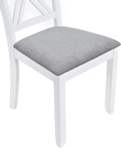 Vista 9 de Farmhouse - Juego de mesa de comedor de cocina de 5 piezas, mesa de cocina rectangular rústica con 4 cómodas sillas de comedor tapizadas, juego