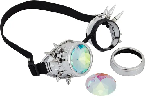 Vista 25 de Gafas caleidoscopio para raves trippy psicodélico steampunk con lentes de cristal de difracción de prisma arcoíris