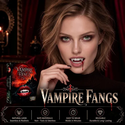 Vista 6 de Colmillos de dientes de vampiro, colmillos de vampiro de ajuste seguro