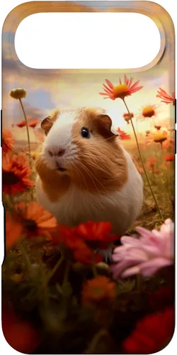 Vista 27 de Carcasa para iPhone 16 con diseño de conejillos de indias y flores para amantes de mascotas exóticas