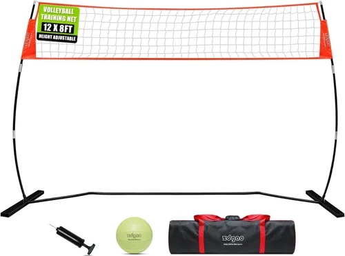 Vista 10 de Red de entrenamiento de voleibol portátil de 12 pies/18 pies para golpear o servir taladros, red de práctica independiente para exteriores e
