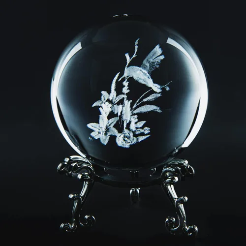 Vista 8 de Bola de cristal de ángel de la guarda 3D con soporte de cristal, pisapapeles de 2.362 in (2.3 pulgadas) esfera de vidrio grabada con láser