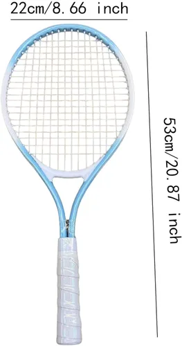 Vista 3 de predolo Raqueta de tenis con agarre cómodo y cuerdas de nailon para práctica de playa, azul y blanco