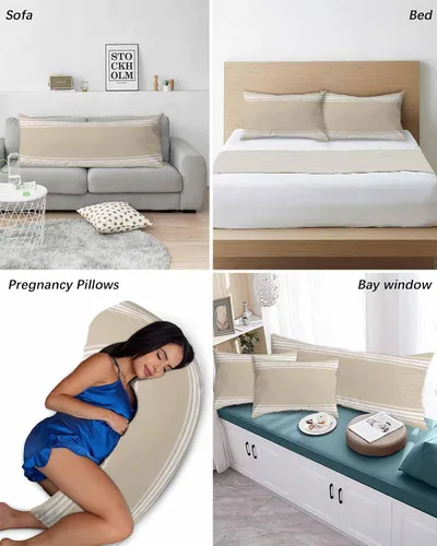 Vista 6 de Fundas de almohada de tamaño estándar con rayas rústicas campestres, paquete de 2 fundas de almohada suaves para cama, sofá o sillón, funda de cojín