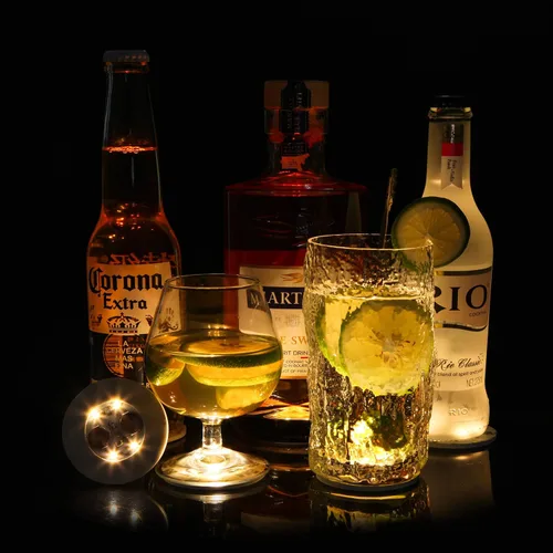 Vista 3 de Posavasos LED, calcomanías, luces LED para botellas, botella glorifica portavasos, botellas de licor de vino, luces LED de servicio de bar en clubes