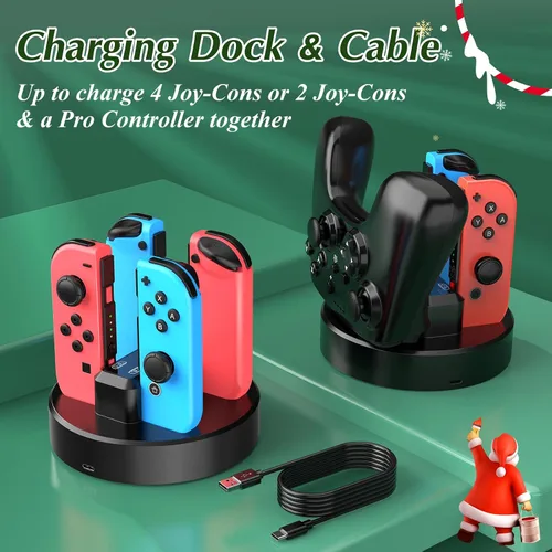Vista 5 de Mooroer 27 in 1 Switch Accessories Bundle Compatible with Nintendo Switch, Accessories Kit with Carrying Case, Screen Protector, Charging Dock