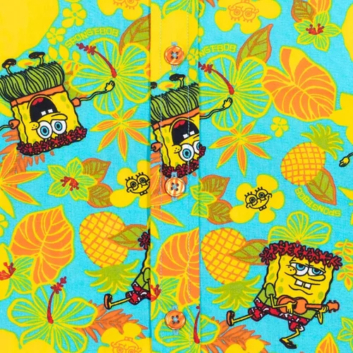 Vista 6 de Nickelodeon Bob Esponja Squarepants - Camisa hawaiana de manga corta con botones