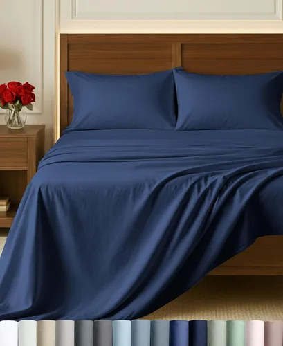 Vista 17 de California Design Den Sábanas de Algodón Egipcio 100%, Juego de Sábanas de Lujo Auténtico Certificado Tamaño Full con Bolsillo Profundo, Satén Suave