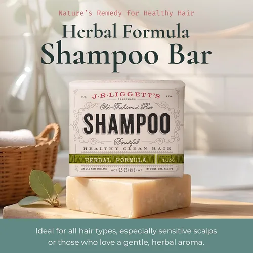 Vista 2 de J·R·LIGGETT'S Barra de champú – Fórmula herbal, champú en barra totalmente natural para el cabello con aceite de coco y aceite de ricino, sin