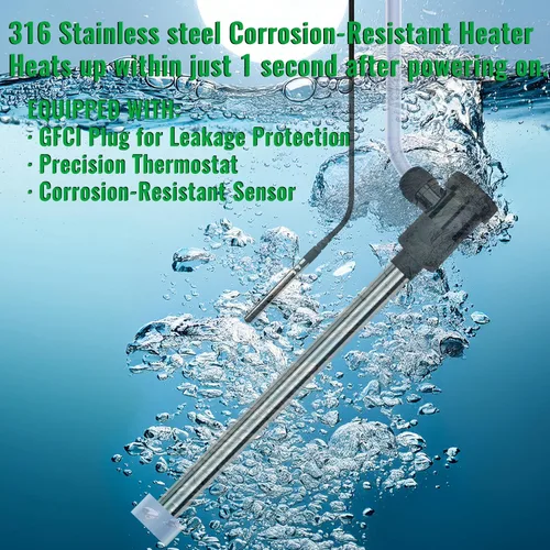 Vista 2 de Calentador de agua totalmente sumergible de 3000 W y 240 V para bañera y piscina inflable, calentador eléctrico de inmersión portátil con GFCI