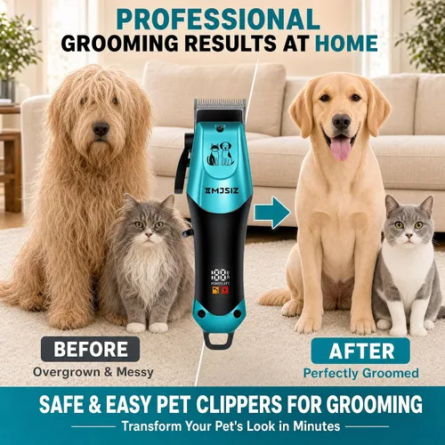 Vista 5 de Dog Clippers for Grooming, Cordless Low Noise Pet Trimmer for Dogs Blue