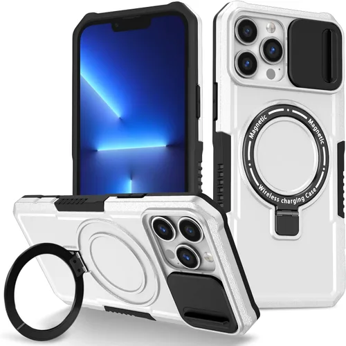 Vista 123 de Funda magnética para iPhone 11, soporte de anillo con ventana corrediza, funda protectora mate a prueba de golpes para iPhone 11 6.1, fundas