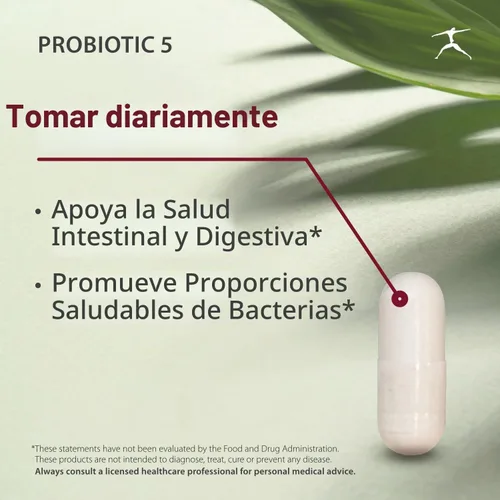 Vista 3 de BIOSPEC NUTRITIONALS Probiotic-5 - Complejo probiótico de amplio espectro con 5 mil millones de microorganismos y 5 cepas únicas por cápsula