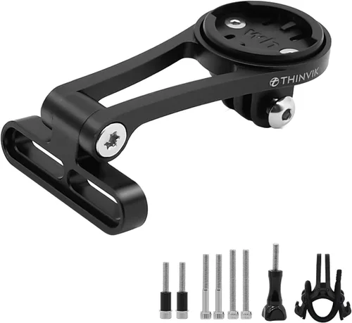Vista 7 de Thinvik Montaje extendido exterior y soporte para computadora de bicicleta para Garmin Wahoo Bryton Series, montaje combinado de ángulo ajustable