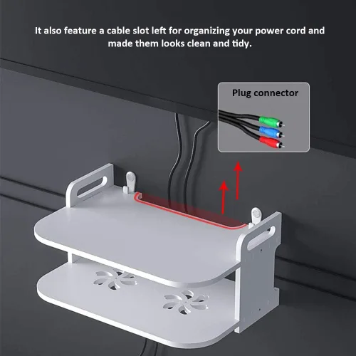 Vista 6 de Denpetec Estante flotante para componentes de TV, estante de caja de TV, reproductor de DVD grueso, estante para colgar en la pared, estante