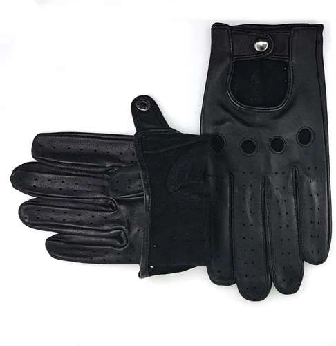 Vista 3 de ZLUXURQ Guantes de conducción profesionales de cuero para hombre sin forro, suaves y finos, piel de cordero italiana