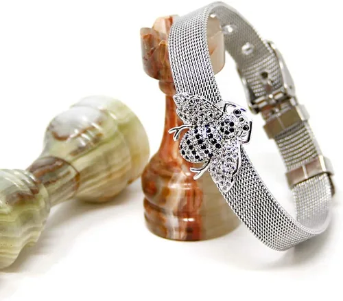 Vista 5 de Me Plus - Pulsera de acero inoxidable para mujer, diseño de diamantes de imitación de plata, oro transparente