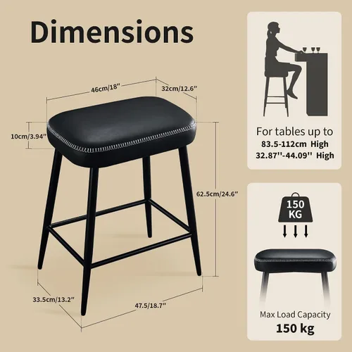 Vista 2 de STOOLINK Juego de 2 taburetes de bar de 24 pulgadas de altura de mostrador para isla de cocina, taburetes de bar de cocina modernos con base
