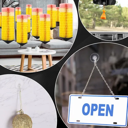 Vista 5 de Paquete de 10 ganchos de techo autoadhesivos con línea para colgar linternas de papel de 80 pies, ganchos de pared de techo extraíbles sin daños