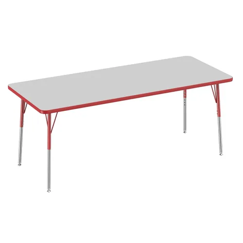 Vista 24 de FDP - Mesa rectangular para actividades escolares y de oficina (24 x 36 pulgadas), patas estándar con deslizadores giratorios, altura ajustable