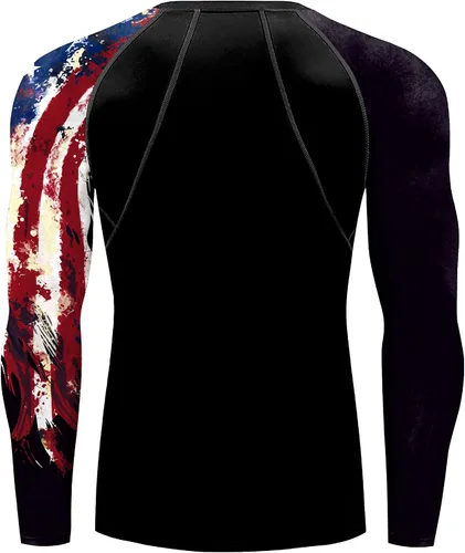 Vista 3 de color cosplayer Camiseta de compresión de manga larga para hombre, protección solar UPF 50+