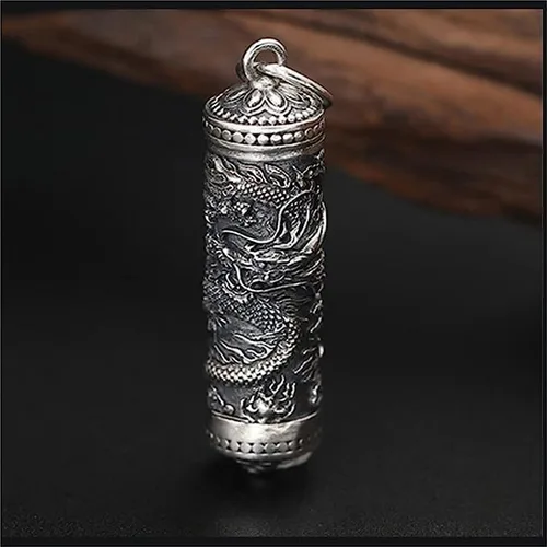 Vista 2 de Colgante de plata de ley 925 maciza auténtica con diseño de dragón Regalo para hombres, él, papá, padre, marido, novio, Plata esterlina