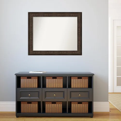Vista 449 de Amanti Art Espejo de pared personalizado no biselado (25 x 25 pulgadas), marco de bronce acentuado, varios tamaños personalizados, espejo de baño