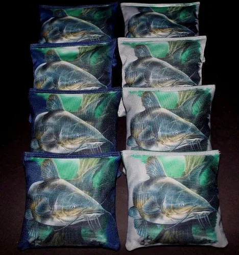 Vista 5 de BackYardGamesUSA Set of 8 Regulation Cornhole Bean Bags Made w Appalachian Mountaineers Fabric Style 120