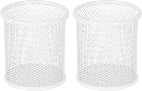 Vista 12 de EasyPAG Portalápices para escritorio, paquete de 2 organizadores de bolígrafos de metal, organizador de vasos de malla para el hogar, oficina, aula