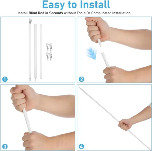 Vista 5 de HOMSFOU Varilla de repuesto para persianas con gancho, barra vertical desmontable para persianas de ventana, fácil de instalar, para hogar, oficina