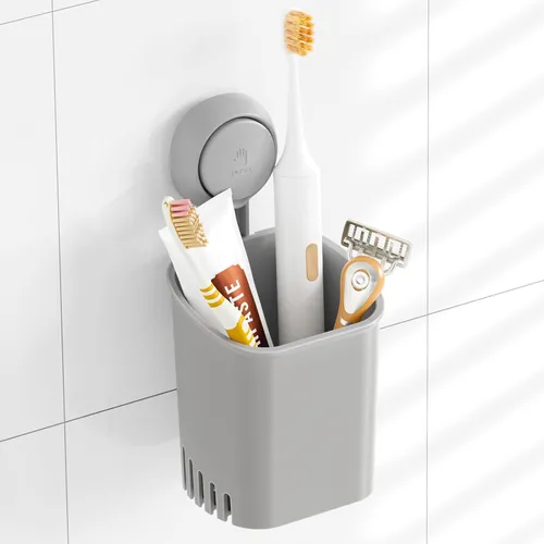Vista 10 de TAILI - Portacepillos patentado con ventosa, soporte para cepillo de dientes de acero inoxidable anti-acumulación de agua para ducha, organizador