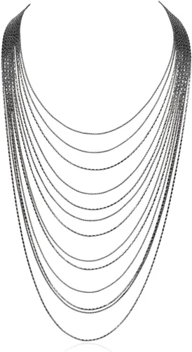 Vista 7 de RIAH FASHION Collar de Estilo Bohemio Multicapa - Hilo Largo de Cadena Y con Barra de Pluma y Gota de Colgante en Forma de Lariat Cadena de bolas 2