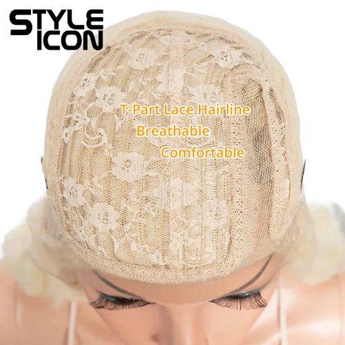 Vista 6 de Style Icon Pelucas de encaje frontal de 36 pulgadas, peluca ondulada súper larga, color blanco dorado con abuelitos, densidad del 130 %, peluca 613