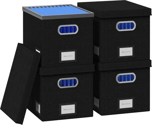 Vista 14 de Caja Organizadora de Archivos - Cajas de Archivos para Archivos Colgantes con Tapa Juego de 2 Organizador de Carpetas Colgantes Decorativas