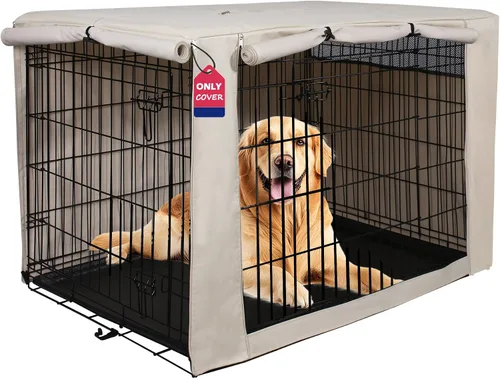 Vista 21 de HiCaptain Funda para Jaula de Perro 24.0" L x 18.0" A x 20.0" Al con Malla Transpirable, Funda para Perrera Duradera Heavy Duty, Paneles con Doble