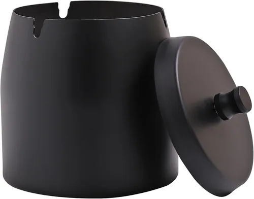 Vista 12 de Cenicero pequeño para exteriores con tapa para cigarrillos, cenicero de acero inoxidable sin humo, ceniceros a prueba de olores y viento para patio