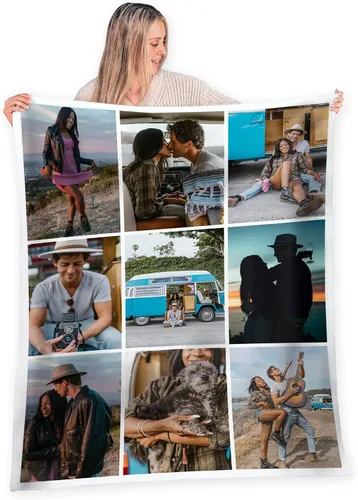 Vista 33 de FrameStory Manta personalizada con fotos y texto, totalmente personalizable con tus fotos y mensajes, manta de forro polar suave y suave, 30 x 40