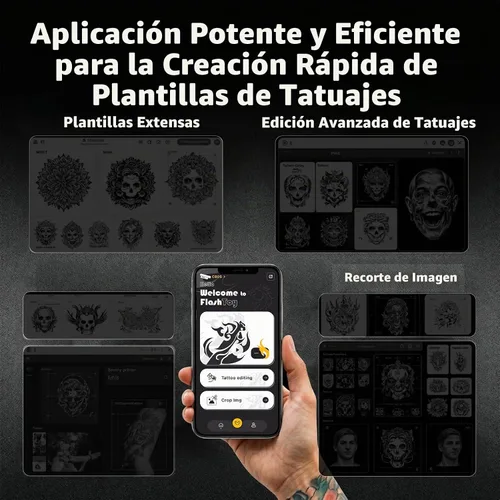 Vista 5 de KNAON Impresora de la plantilla del tatuaje, impresora térmica inalámbrica Negro