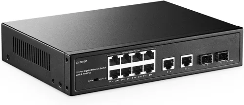 Vista 10 de Mini conmutador PoE de 6 puertos con 4 PoE+, 2 Uplink, Ethernet de 10/100Mbps, 65W 802.3af/at PoE, interruptor de red PoE+ YuLinca sin ventilador