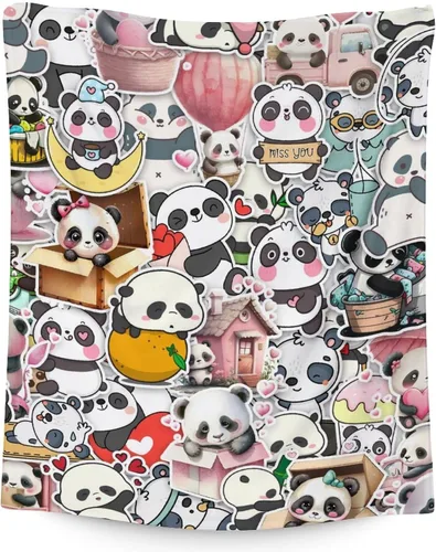 Vista 13 de Manta de panda para regalar – Manta de 30 x 40 pulgadas para niños – Mantas blancas de felpa suave para sofá, oficina