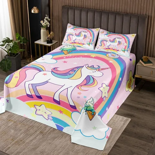 Vista 18 de Manfei Juego de colcha de verano con diseño de ranas de dibujos animados, diseño de animales de estanque, decoración de habitación de niños, niñas