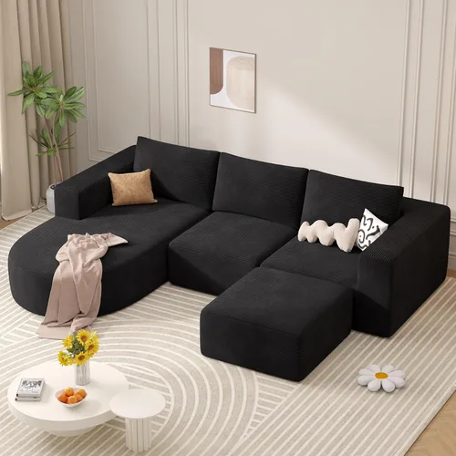 Vista 28 de Sofá cama modular, sofás de nube convertibles para sala de estar, 2 tumbonas de pana sin hueso, sofá cama de gran tamaño para dormitorio,
