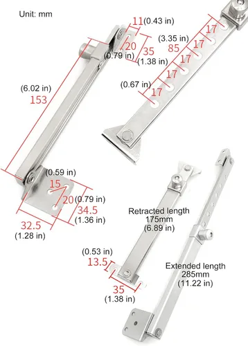 Vista 2 de Bisagras para ventana abatible, estancias, tapón, soporte, cerradura - base fija plana, estilo plateado rociado, modelo 04, 6 ranuras fijas, 2 pares
