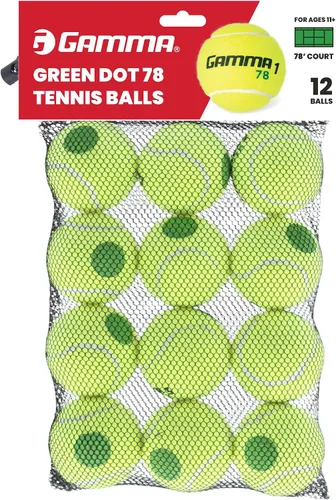 Vista 3 de Gamma Orange 60 and Green 78 Dot Training Tennis Balls for Kids & Beginners, Low-Compression Core Reduces Speed & Bounce, Great for Tennis Practice